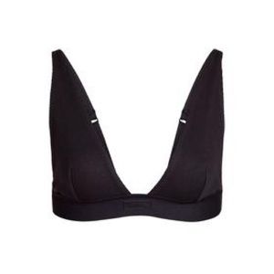 Skims Cotton Plunge Bralette - Soot Black